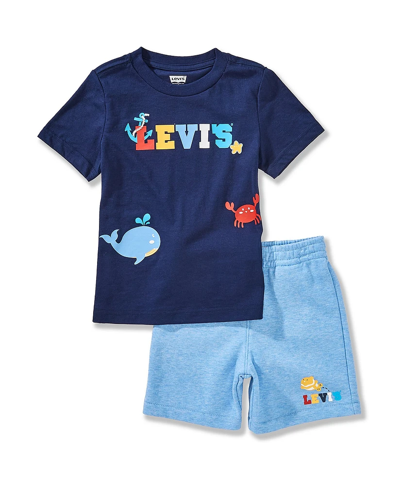 Levi's® Little Boys Short Sleeve Coastal Critters Graphic T-Shirt & Short Set