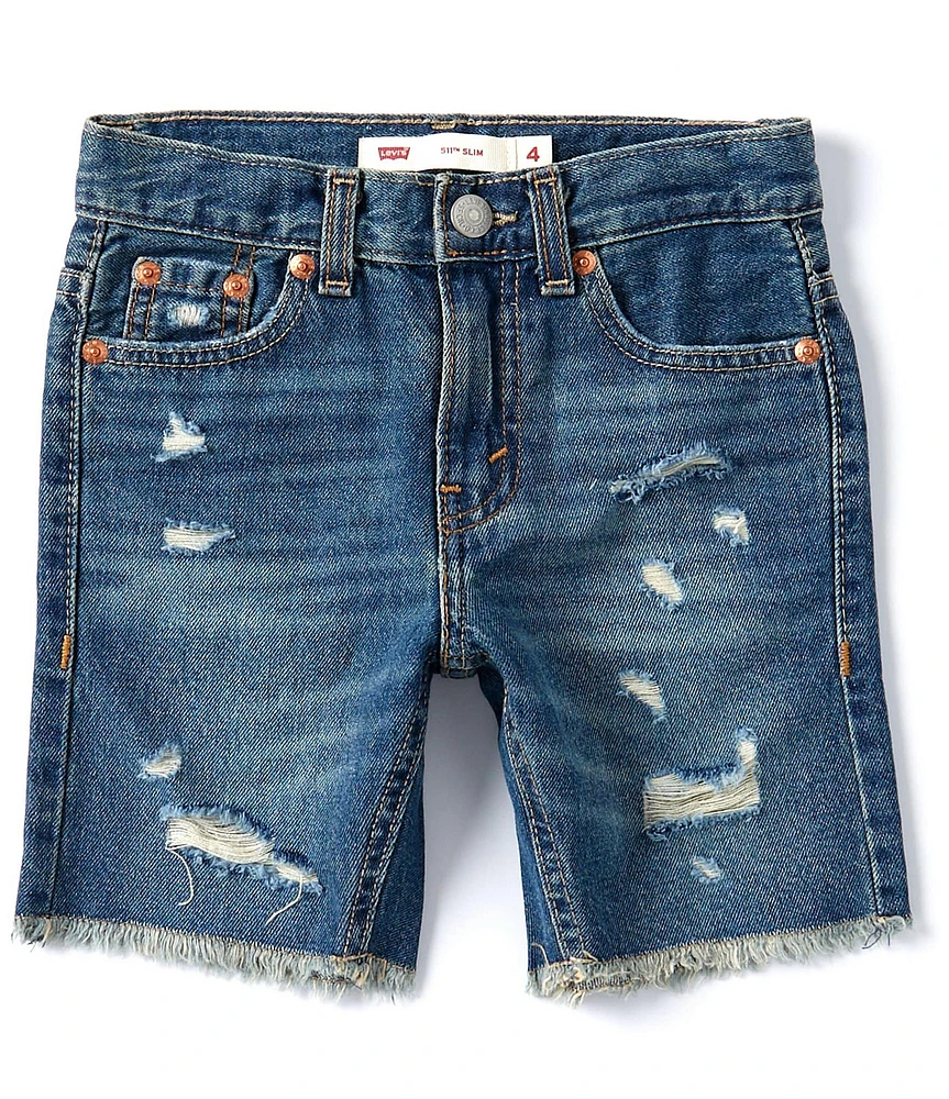 Levi's® Little Boys 511™ Slim Fit Distressed Raw Hem Denim Shorts