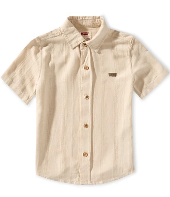 Levi's® Little Boys Short Sleeve Textured-Stripe Woven Shirt