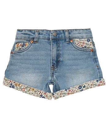 Levi's® Little Girls Floral-Printed-Panel Denim Shorts