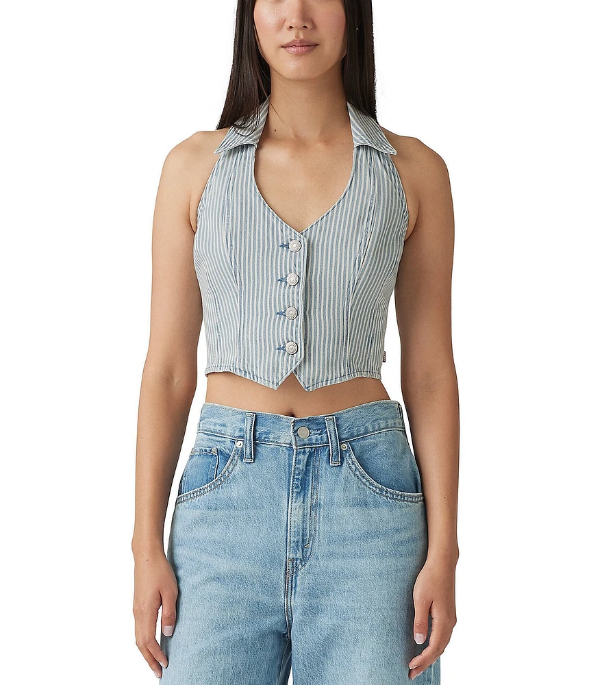 Levi's® Striped Corset Denim Halter Top