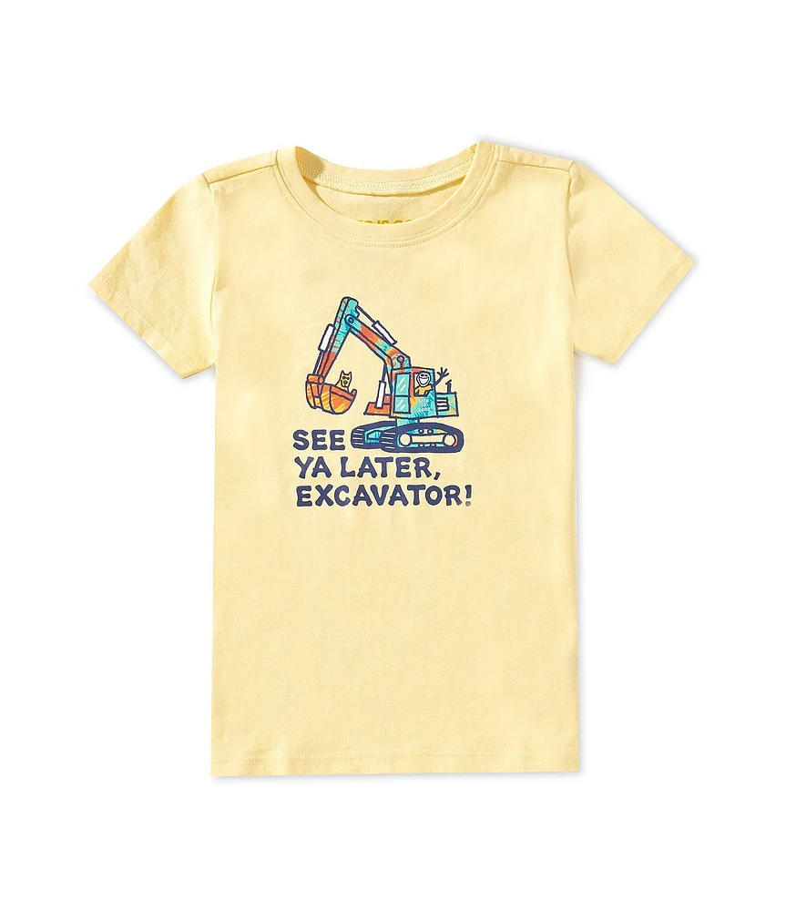 Life is Good Little Boys Short Sleeve See Ya Later Excavator Crusher T-Shirt