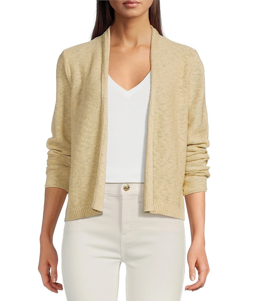Lilly Pulitzer Faretta Slub Knit Open Front Long Sleeve Cropped Cardigan