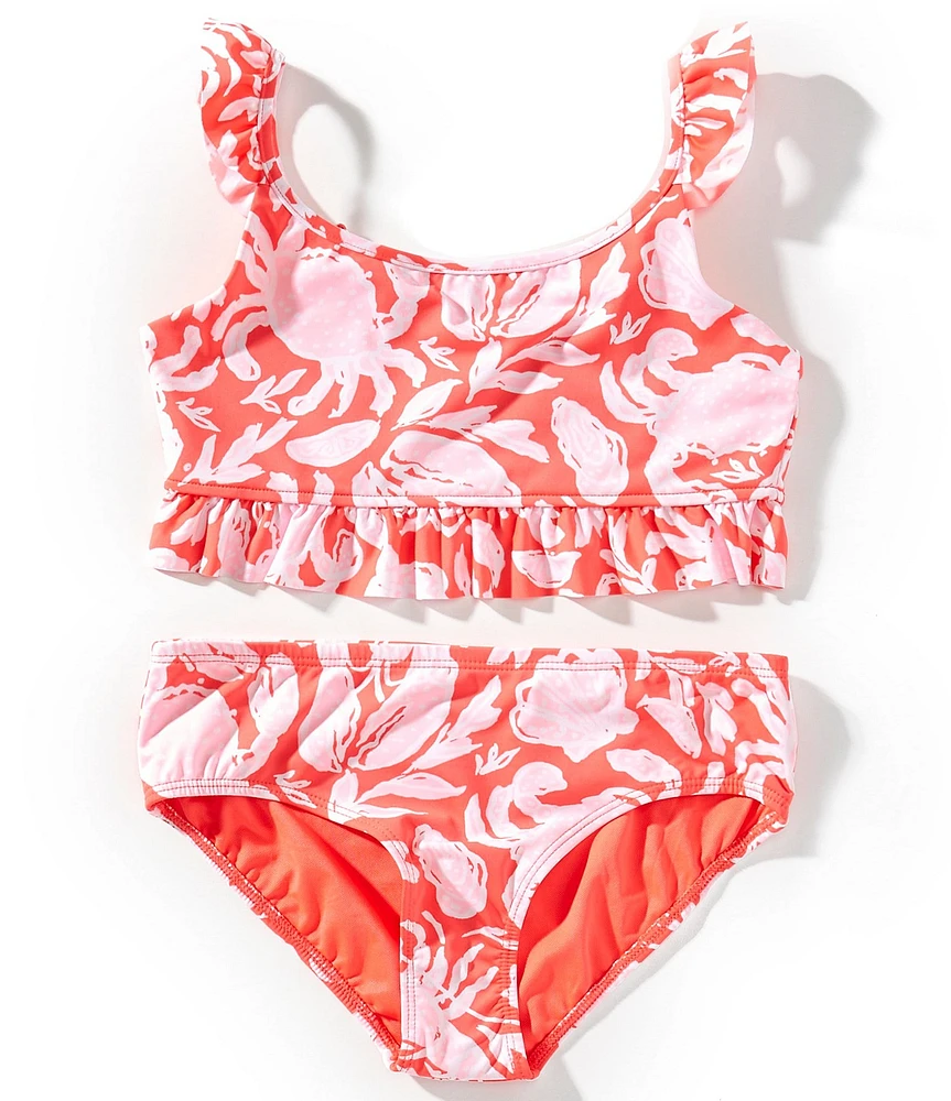 Lilly Pulitzer Little/Big Girls Chrissy Coral Crab Bikini UPF 50+ Swimsuit