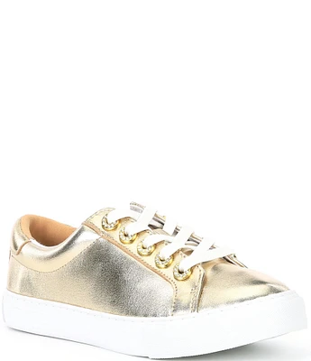 Lilly Pulitzer Lux Hallie Metallic Leather Rhinestone Embellished Lace Up Sneakers