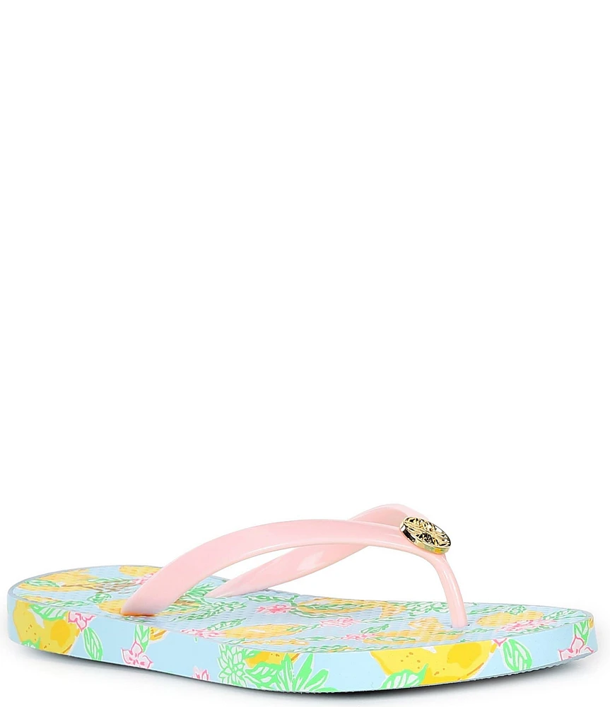 Lilly Pulitzer Tropical Rubber Logo Ornament Pool Flip Flops