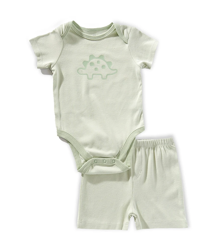 Little Me Baby Boys Short-Sleeve Dinosaur-Motif Bodysuit & Matching Shorts Set