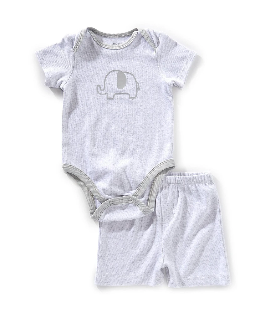 Little Me Baby Boys Short-Sleeve Elephant-Motif Bodysuit & Matching Shorts Set