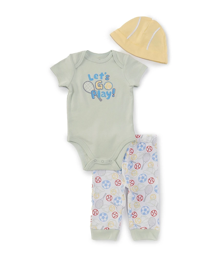Little Me Baby Boys Short Sleeve Let's Go Play Bodysuit & Soccerball-Printed Jogger Pants Set