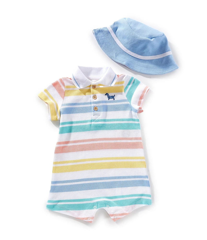 Little Me Baby Boys Short-Sleeve Wide-Striped Romper