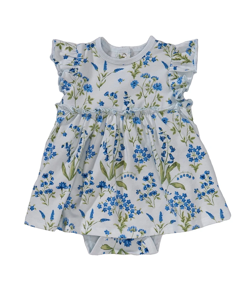 Little Me Baby Girls Flutter-Sleeve Ditsy-Floral-Printed Flutter-Sleeve Skirted Bodysuit