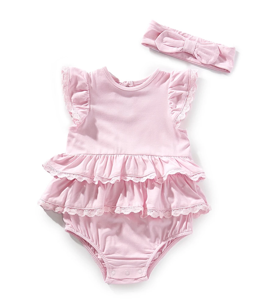 Little Me Baby Girls Flutter-Sleeve Eyelet-Embroidered Skirted Bodysuit