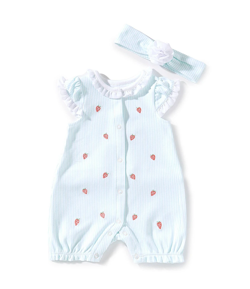 Little Me Baby Girls Flutter-Sleeve Strawberry-Pattern Romper