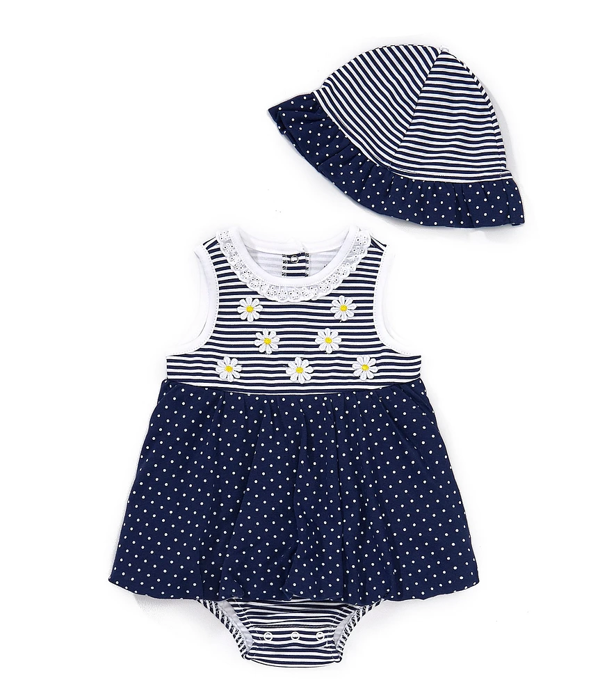 Little Me Baby Girls Sleeveless Daisy/Pindot-Printed Skirted Bodysuit