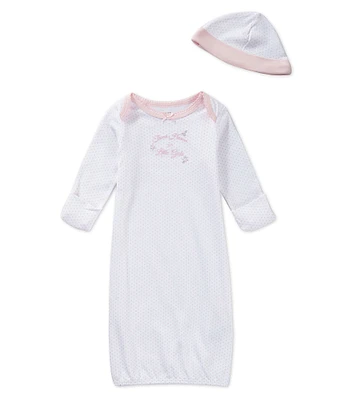 Little Me Baby Girls Newborn-3 Months Thank Heaven for Little Girls Dotted Gown & Hat Set
