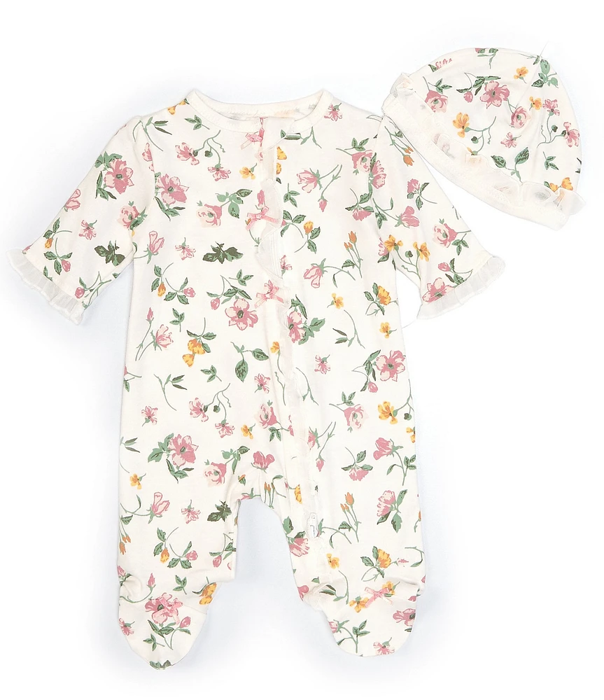 Little Me Baby Girls Floral Leaf Footie