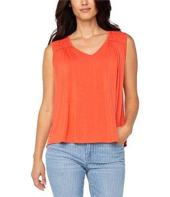 Liverpool Los Angeles Jersey Knit V-Neck Sleeveless Top