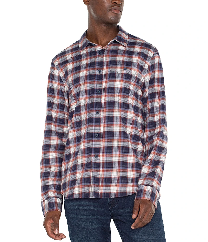 Liverpool Los Angeles Long-Sleeve Plaid Print Woven Shirt
