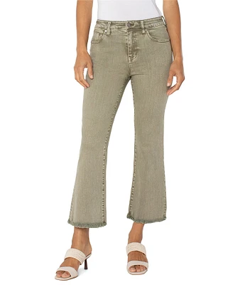 Liverpool Los Angeles Petite Size Hannah Twill Flare Frayed Hem Cropped Jeans