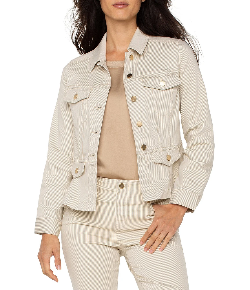 Liverpool Los Angeles Stretch Twill Peplum Point Collar Long Sleeve Jacket