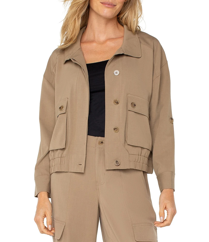 Liverpool Los Angeles Textured Stretch Cinched Hem Utility Jacket
