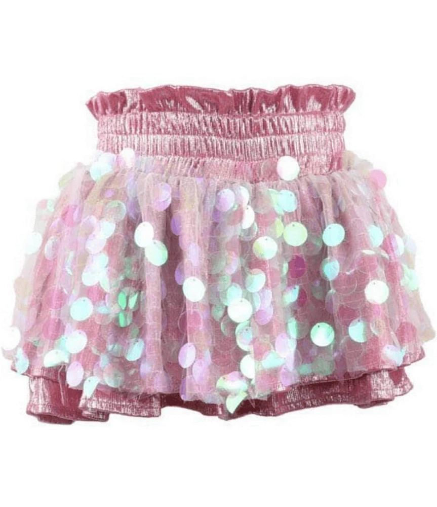Lola + The Boys Little/Big Girls Paillette Sequin Metallic Skort