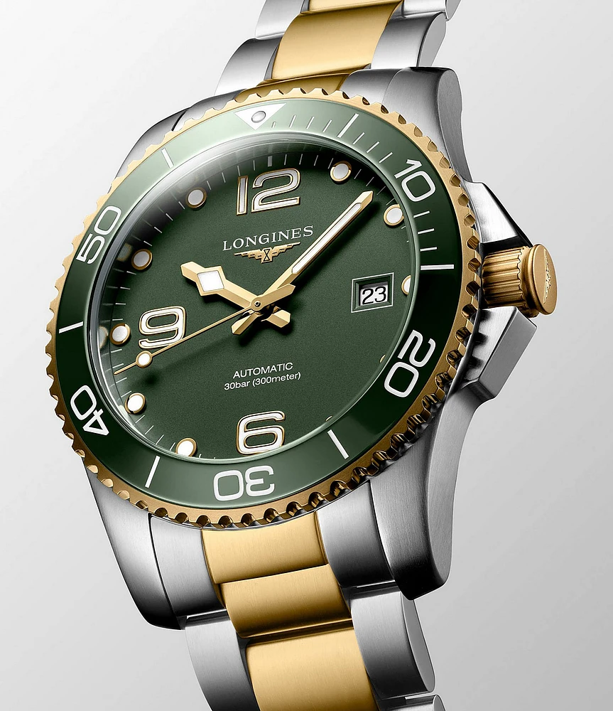 Longines Men's Hydroconquest Green Dial Automatic Two Tone Stainless Steel Bracelet Watch