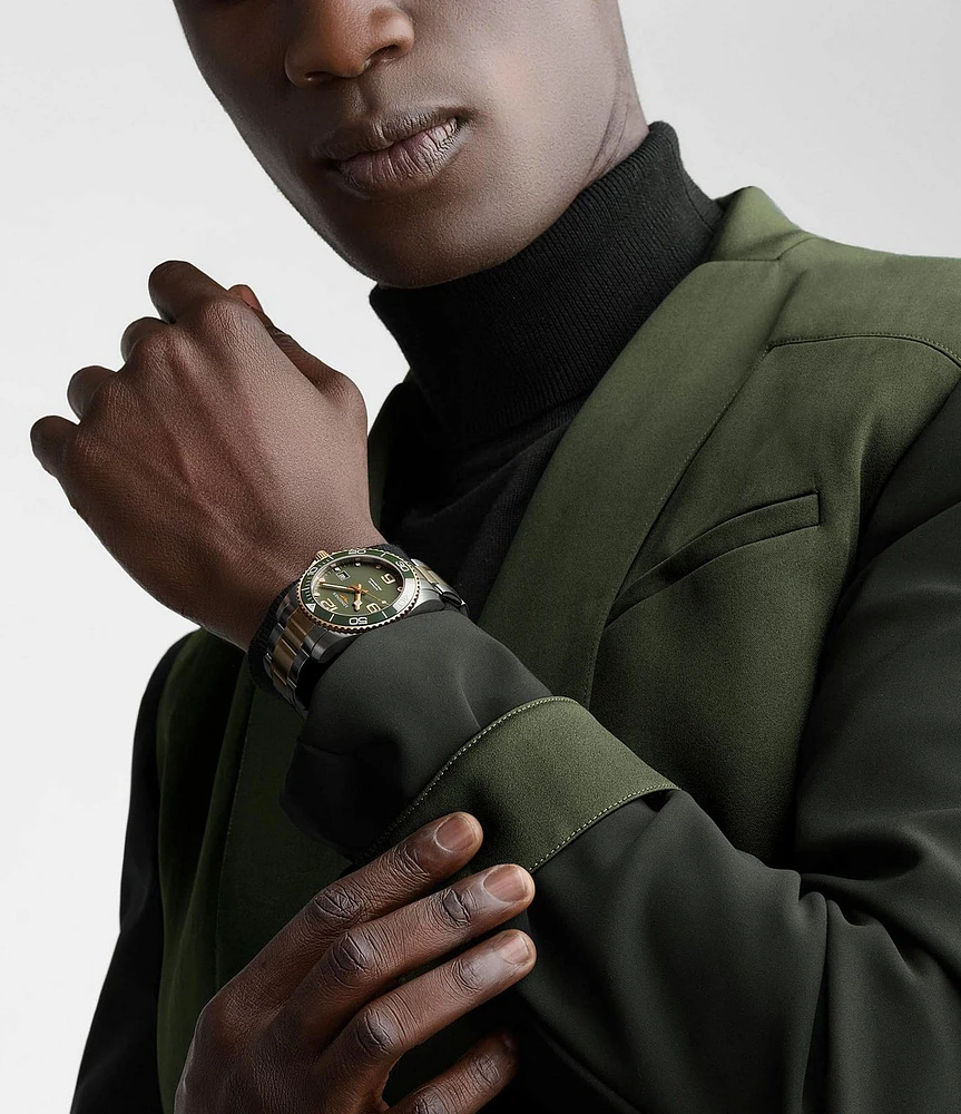 Longines Men's Hydroconquest Green Dial Automatic Two Tone Stainless Steel Bracelet Watch