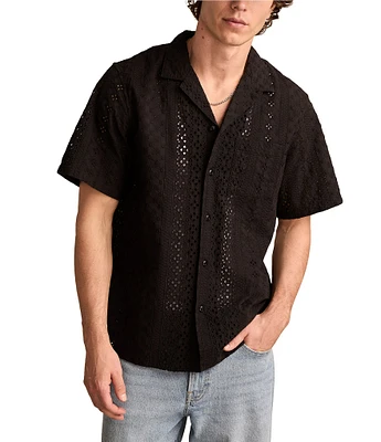 Lucky Brand Eyelet Embroidered Short Sleeve Woven Shirt