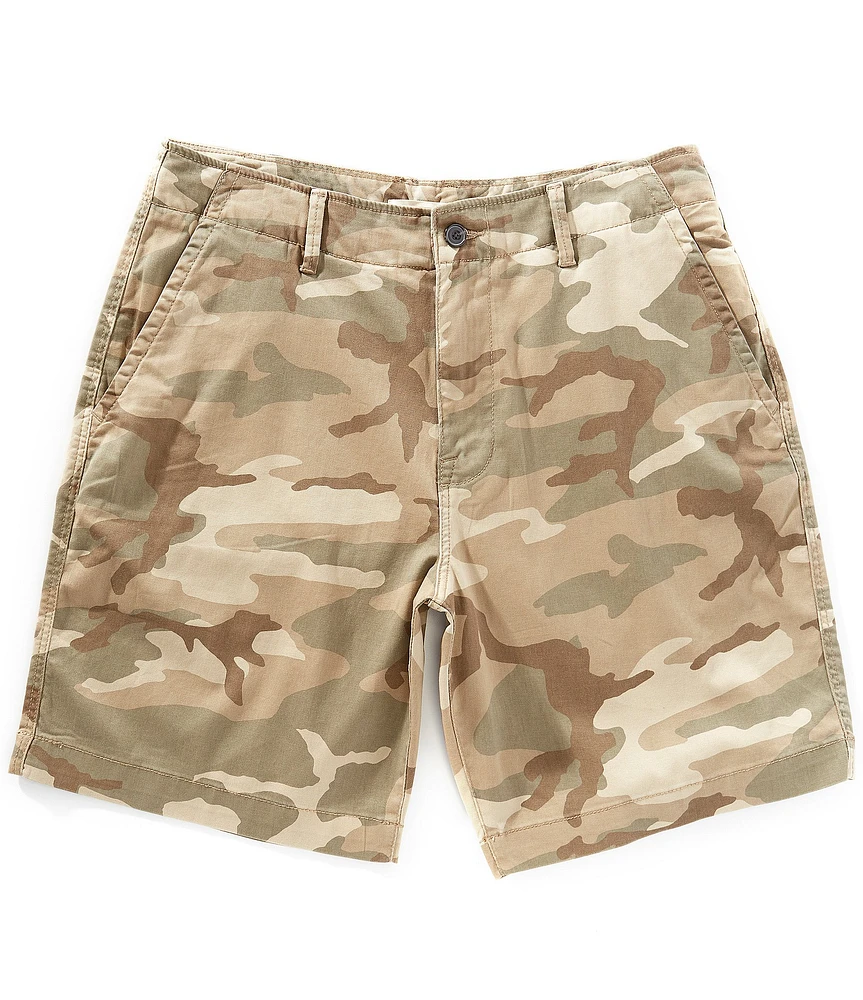 Lucky Brand Flat Front Camouflage Printed 9#double; Twill Shorts