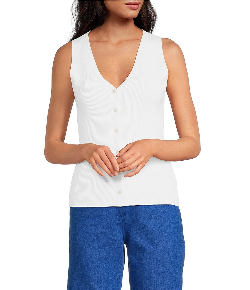Lucy Paris Eris Knit V-Neck Sleeveless Fitted Vest