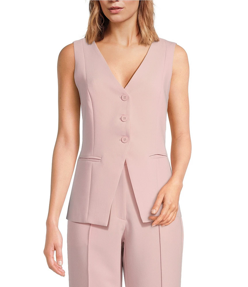 Lucy Paris Mila V-Neck Sleeveless Fit & Flare Button-Front Coordinating Vest