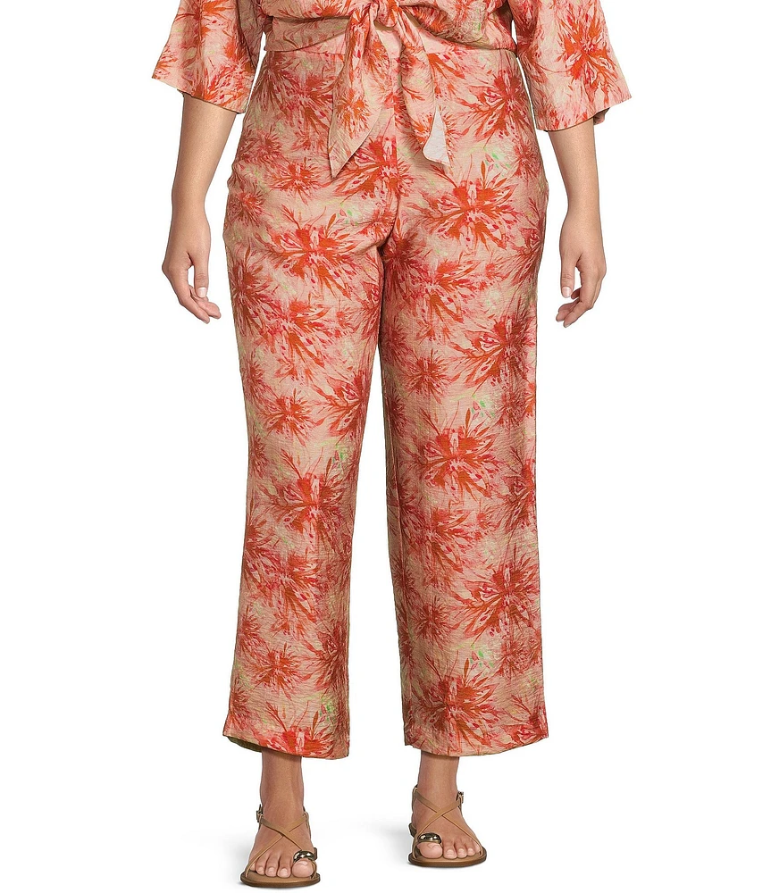 Lucy Paris Plus Rue Coordinating Flat Front Print Pants