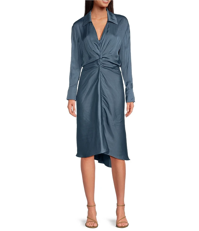 knee length dresses for ladies Lucinda Twist Back Midi Dress Olive