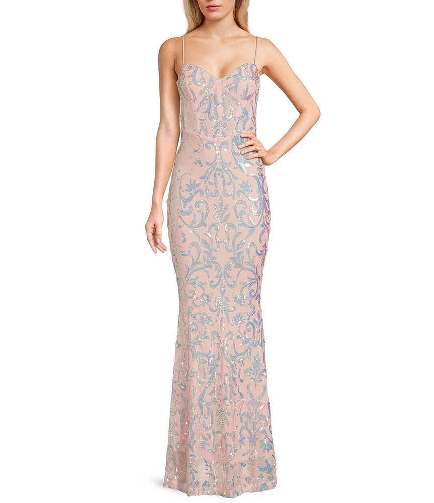 Lulus Paris Sequin Long Dress