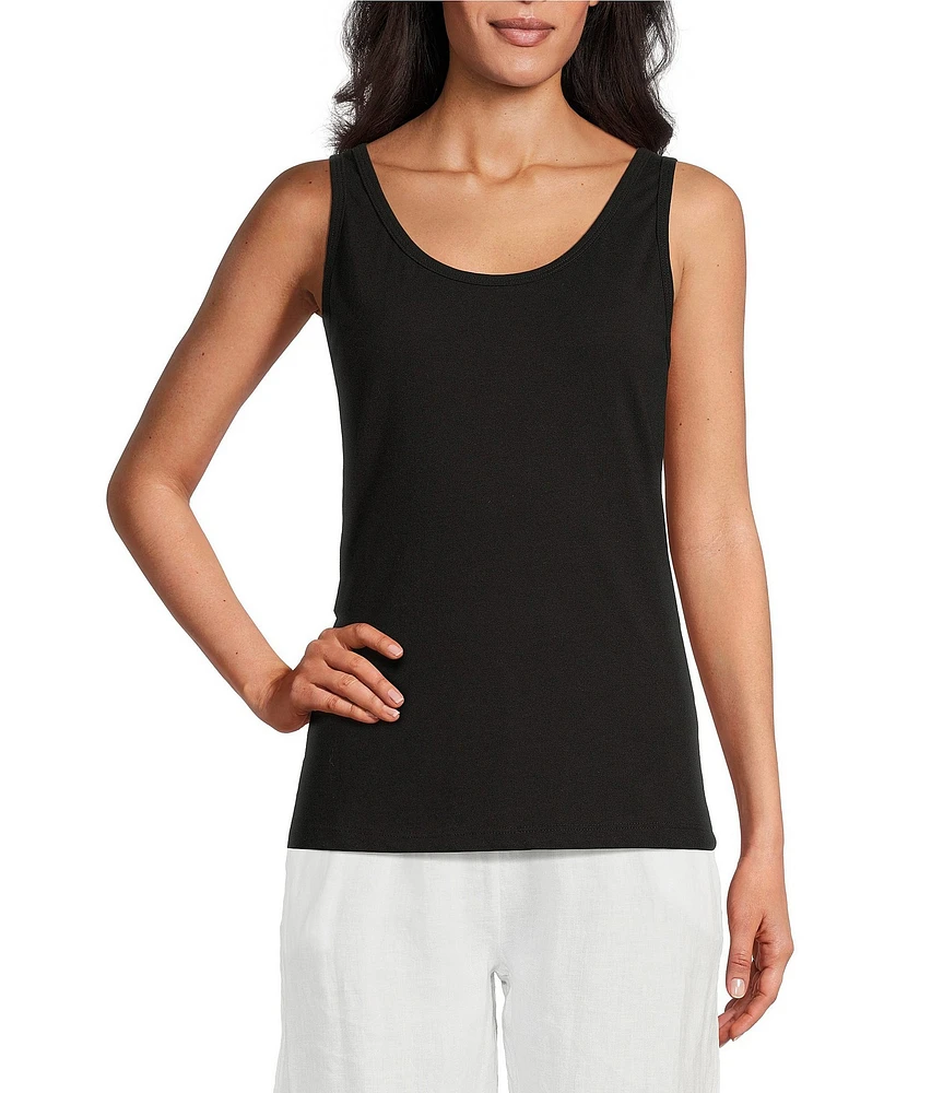 M Made in Italy Crew Neck Sleeveless Knit Stretch Jersey Cami