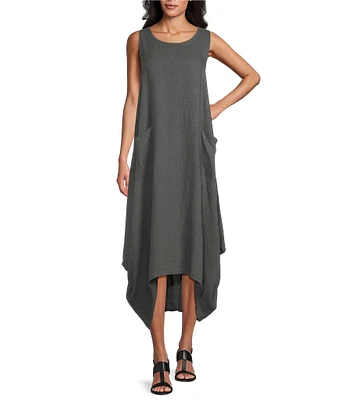 M Made in Italy Crew Neck Sleeveless Midi Shift Dress