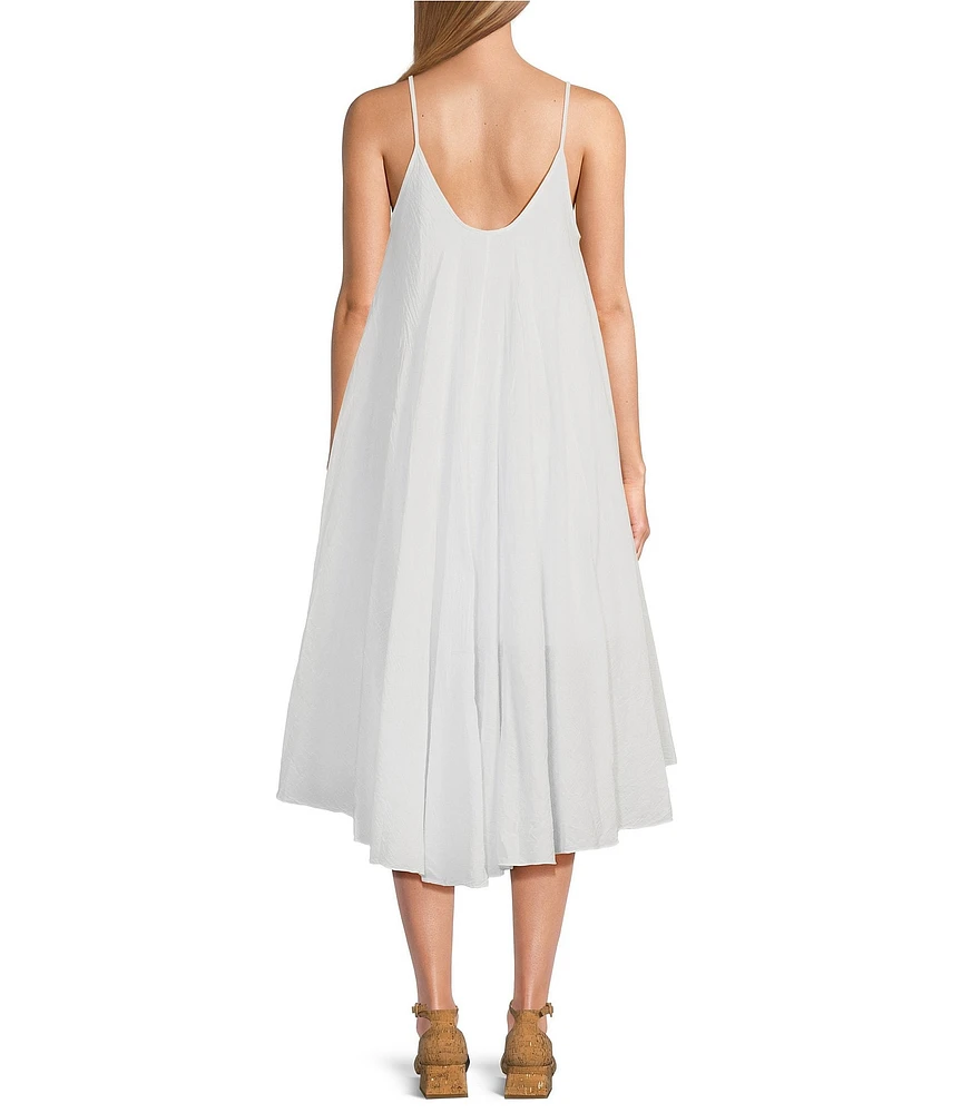 M Made in Italy Two-Piece Crew Neck Elbow Sleeve Crop Top Sun Slip Midi Dress