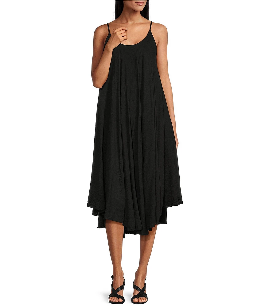 M Made in Italy Two-Piece Crew Neck Elbow Sleeve Crop Top Sun Slip Midi Dress