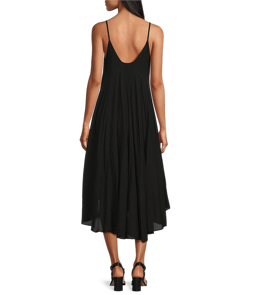 M Made in Italy Two-Piece Crew Neck Elbow Sleeve Crop Top Sun Slip Midi Dress