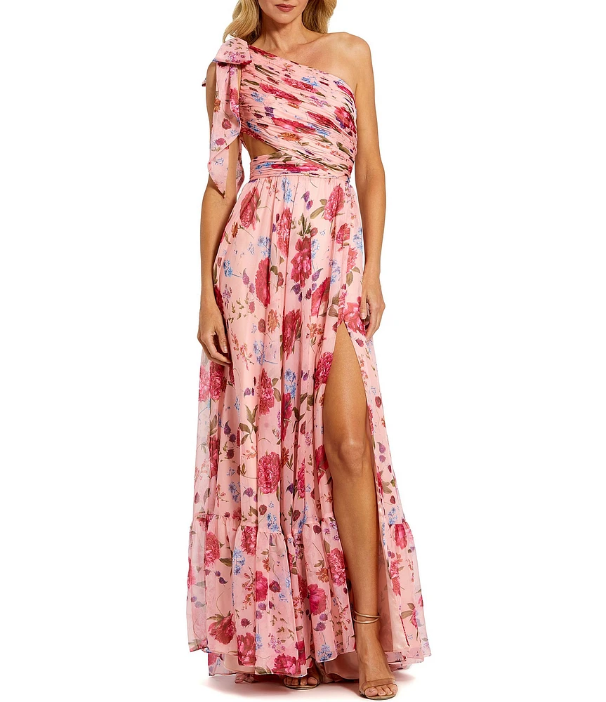 Mac Duggal One Shoulder Side Cut Out Gown With Slit
