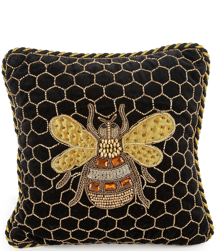 MacKenzie-Childs Beaded Queen Bee Square Pillow