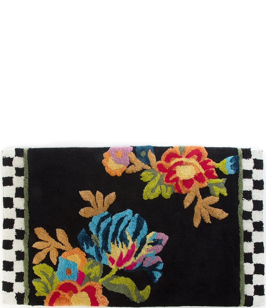 MacKenzie-Childs Black Flower Market Standard Bath Rug
