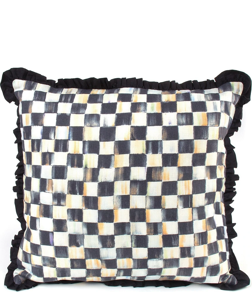 MacKenzie-Childs Courtly Check® Ruffled Square Throw Pillow