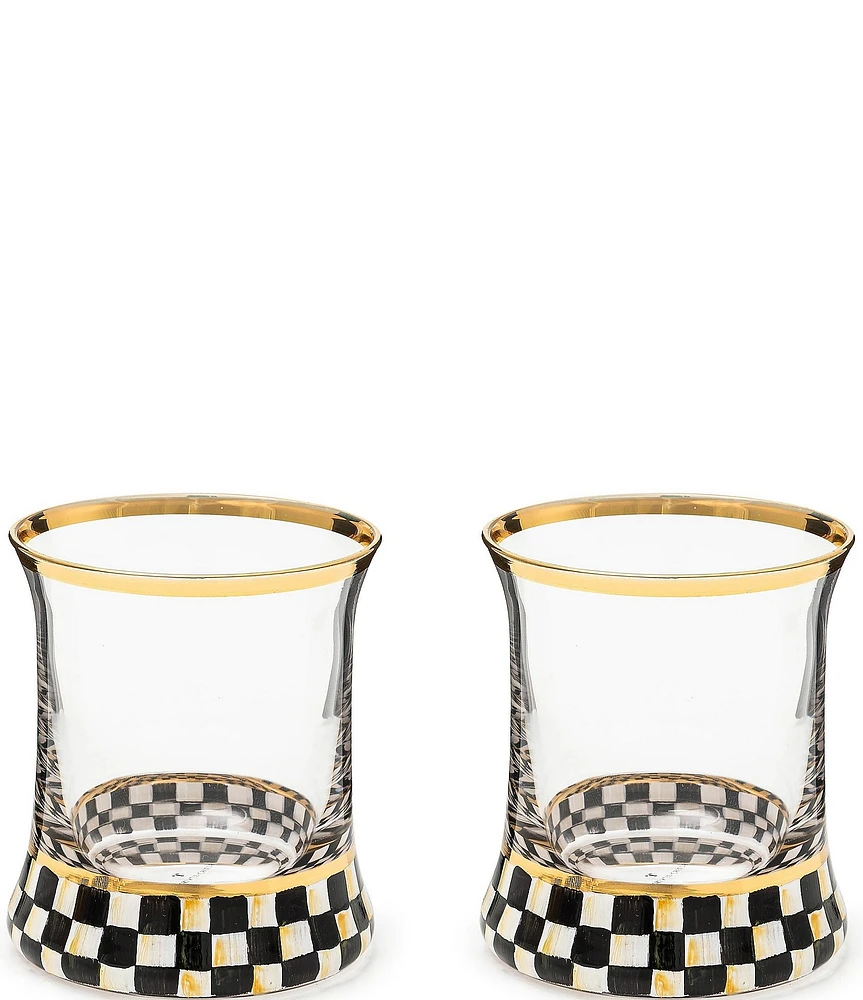 MacKenzie-Childs Check Double Old Fashion Glass, Set of 2