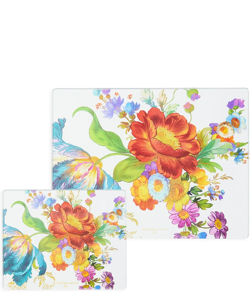 MacKenzie-Childs Flower Market Tempered Glass Cutting Board, Set of 2