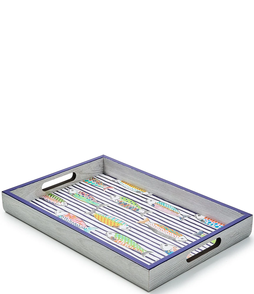 MacKenzie-Childs Go Fish Wood Serving Tray with Handles