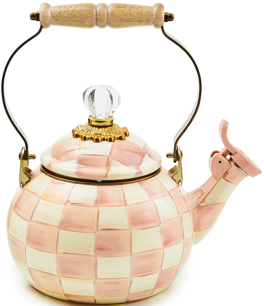 MacKenzie-Childs Check Enamel Whistling Tea Kettle, 2 Qt.