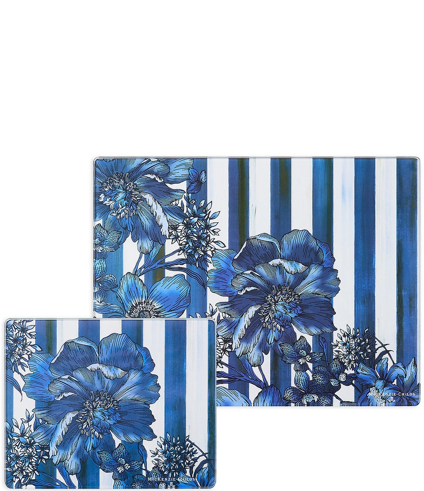 MacKenzie-Childs Royal English Garden Glass Cutting Board, Set of 2
