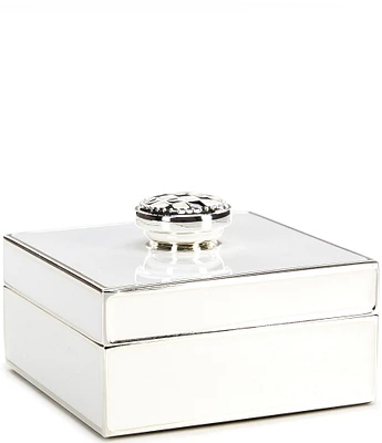MacKenzie-Childs Silver Plated Trinket Box with Check Knob